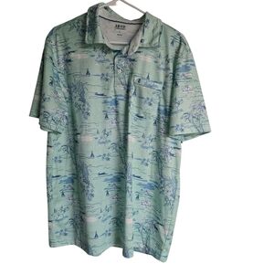 Izod Saltwater Caribbean Beach Short Sleeve Polo Shirt Size Large